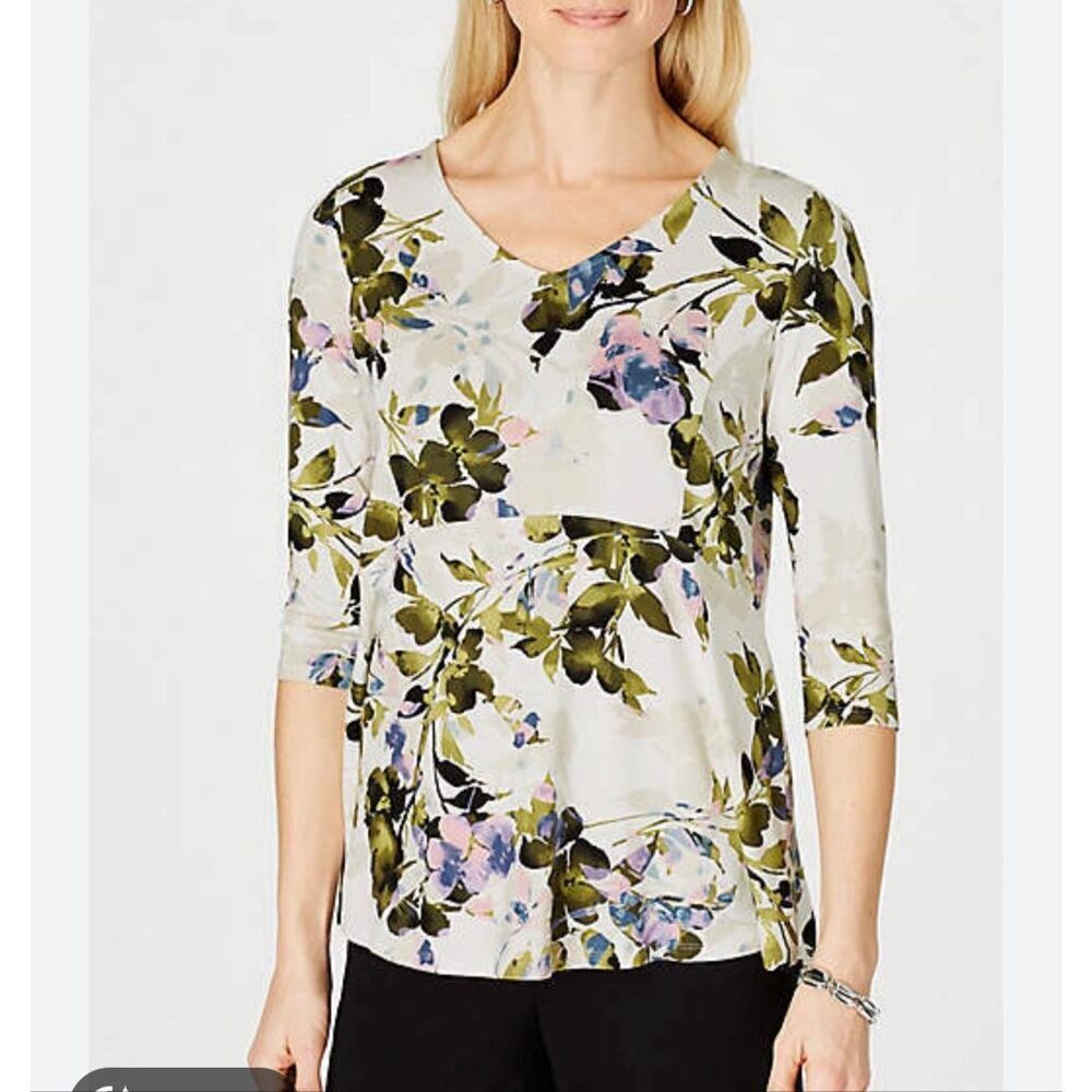 J. Jill Wearever Collection Floral Women’s Shirt top Size L